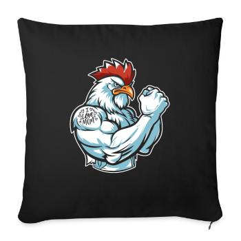Poulet poule biceps tatouage j’aime maman - Housse de coussin décorative 45 x 45 cm - noir - Devant