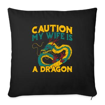 Année du Dragon 2024 - Housse de coussin décorative 45 x 45 cm - noir - Devant