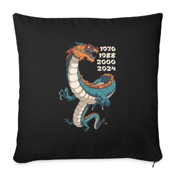 Année du Dragon 2024 - Housse de coussin décorative 45 x 45 cm - noir - Devant