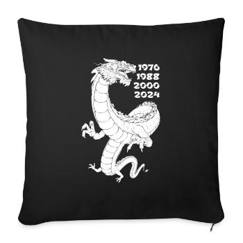 Année du Dragon 2024 - Housse de coussin décorative 45 x 45 cm - noir - Devant