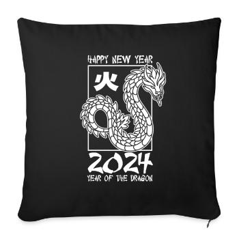 Année du Dragon 2024 - Housse de coussin décorative 45 x 45 cm - noir - Devant