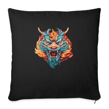 Année du Dragon 2024 - Housse de coussin décorative 45 x 45 cm - noir - Devant
