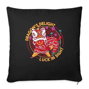 Année du Dragon 2024 - Housse de coussin décorative 45 x 45 cm - noir - Devant