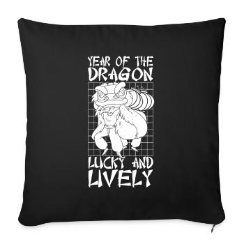 Année du Dragon 2024 - Housse de coussin décorative 45 x 45 cm - noir - Devant