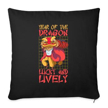 Year of the Dragon 2024 - Sofa pillowcase 17,3'' x 17,3'' (45 x 45 cm) - black - Front