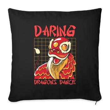 Année du Dragon 2024 - Housse de coussin décorative 45 x 45 cm - noir - Devant
