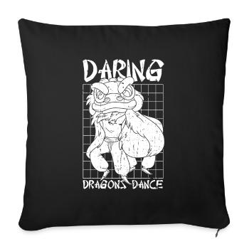Année du Dragon 2024 - Housse de coussin décorative 45 x 45 cm - noir - Devant