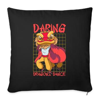 Année du Dragon 2024 - Housse de coussin décorative 45 x 45 cm - noir - Devant