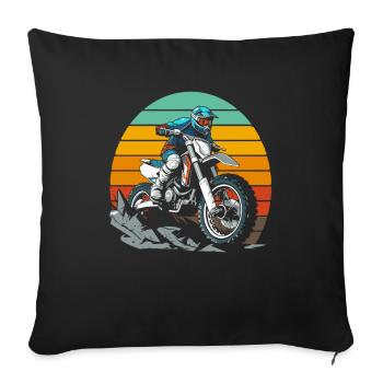 Mx Motocross Dirt Bike - Housse de coussin décorative 45 x 45 cm - noir - Devant