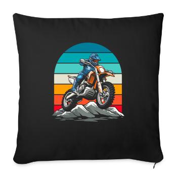 Mx Motocross Dirt Bike - Housse de coussin décorative 45 x 45 cm - noir - Devant