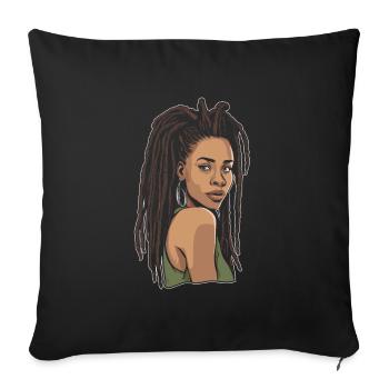 Rasta Hair Dreadlocks Dreads - Sofa pillowcase 17,3'' x 17,3'' (45 x 45 cm) - black - Front