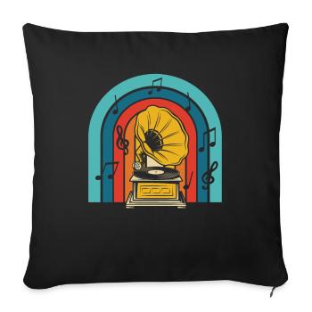 Collectionneur de disques vinyles - Housse de coussin décorative 45 x 45 cm - noir - Devant