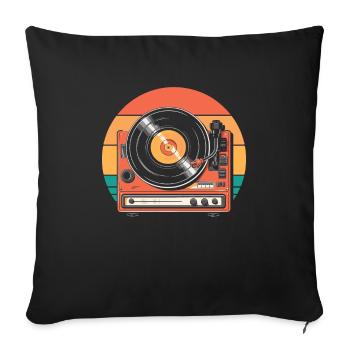Vinyl Record Collector - Sofa pillowcase 17,3'' x 17,3'' (45 x 45 cm) - black - Front
