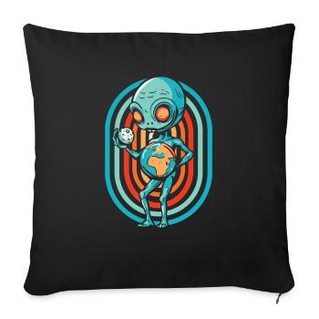 Alien Außerirdischer - Housse de coussin décorative 45 x 45 cm - noir - Devant