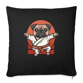 Karate pug - Sofa pillowcase 17,3'' x 17,3'' (45 x 45 cm) - black - Front