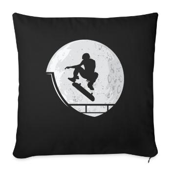 Skateboard Skater Mond - Sofakissenbezug 45 x 45 cm - Schwarz - Vorne