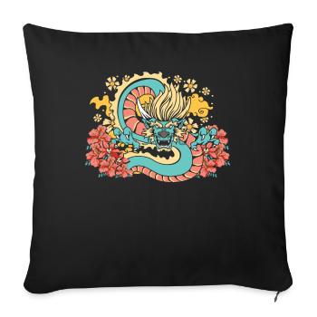 Year of the Dragon 2024 Flowers - Sofa pillowcase 17,3'' x 17,3'' (45 x 45 cm) - black - Front