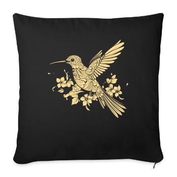 Hummingbird, Flowers, Flower Bird - Sofa pillowcase 17,3'' x 17,3'' (45 x 45 cm) - black - Front