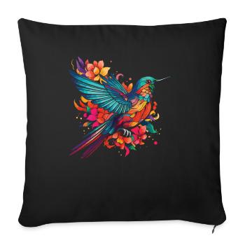 Hummingbird, Flowers, Flower Bird - Sofa pillowcase 17,3'' x 17,3'' (45 x 45 cm) - black - Front