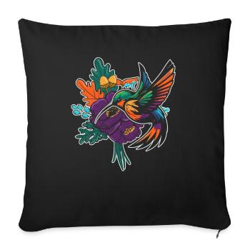 Hummingbird Flower Bird - Sofa pillowcase 17,3'' x 17,3'' (45 x 45 cm) - black - Front