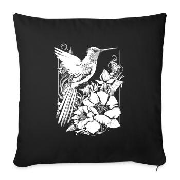 Hummingbird, Flowers, Flower Bird - Sofa pillowcase 17,3'' x 17,3'' (45 x 45 cm) - black - Front