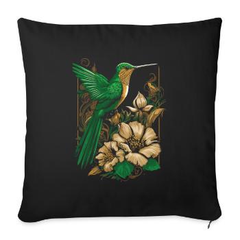 Hummingbird, Flowers, Flower Bird - Sofa pillowcase 17,3'' x 17,3'' (45 x 45 cm) - black - Front