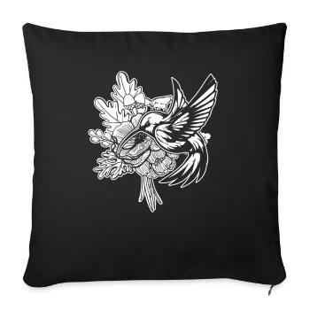 Hummingbird, Flowers, Flower Bird - Sofa pillowcase 17,3'' x 17,3'' (45 x 45 cm) - black - Front