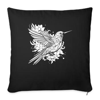 Hummingbird, Flowers, Flower Bird - Sofa pillowcase 17,3'' x 17,3'' (45 x 45 cm) - black - Front