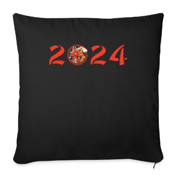 Année du Dragon 2024 - Housse de coussin décorative 45 x 45 cm - noir - Devant