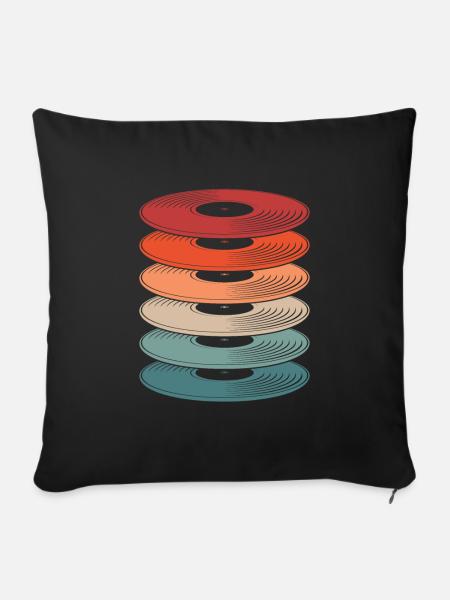 Schallplatte Vinyl Plattensammler - Sofakissenbezug 45 x 45 cm - Schwarz