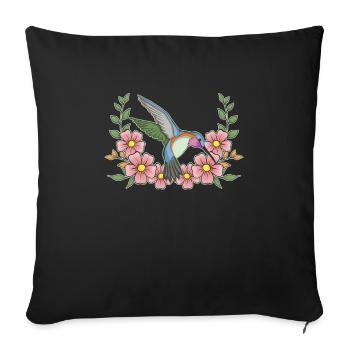 Hummingbird, Flowers, Flower Bird - Sofa pillowcase 17,3'' x 17,3'' (45 x 45 cm) - black - Front