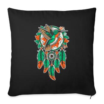 Hummingbird Dreamcatcher Bird - Sofa pillowcase 17,3'' x 17,3'' (45 x 45 cm) - black - Front