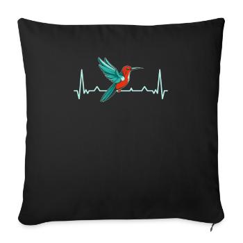 Hummingbird ECG ECG Heartbeat - Sofa pillowcase 17,3'' x 17,3'' (45 x 45 cm) - black - Front