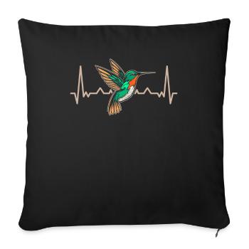 Hummingbird ECG ECG Heartbeat - Sofa pillowcase 17,3'' x 17,3'' (45 x 45 cm) - black - Front
