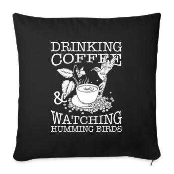 Hummingbird Coffee Bird - Sofa pillowcase 17,3'' x 17,3'' (45 x 45 cm) - black - Front