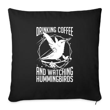 Hummingbird Coffee Bird - Sofa pillowcase 17,3'' x 17,3'' (45 x 45 cm) - black - Front