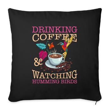 Hummingbird Coffee Bird - Sofa pillowcase 17,3'' x 17,3'' (45 x 45 cm) - black - Front