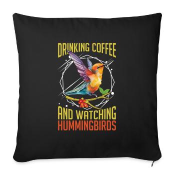 Hummingbird Coffee Bird - Sofa pillowcase 17,3'' x 17,3'' (45 x 45 cm) - black - Front