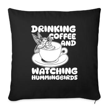 Hummingbird Coffee Bird - Sofa pillowcase 17,3'' x 17,3'' (45 x 45 cm) - black - Front
