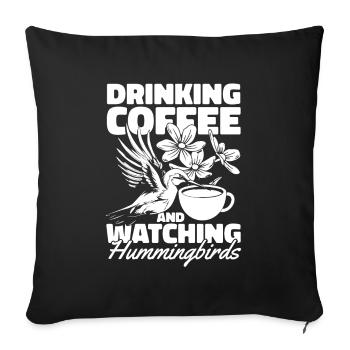Hummingbird Coffee Bird - Sofa pillowcase 17,3'' x 17,3'' (45 x 45 cm) - black - Front