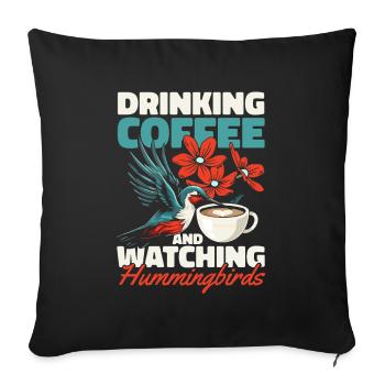 Hummingbird Coffee Bird - Sofa pillowcase 17,3'' x 17,3'' (45 x 45 cm) - black - Front
