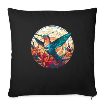 Kolibri Buntglas - Sofakissenbezug 45 x 45 cm - Schwarz - Vorne
