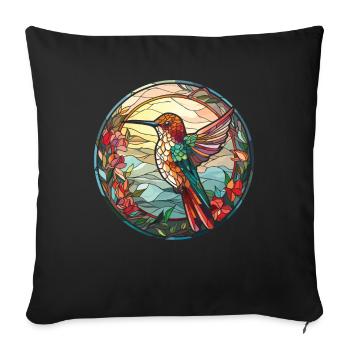 Kolibri Buntglas - Sofakissenbezug 45 x 45 cm - Schwarz - Vorne