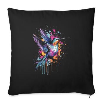 Kolibri Watercolor Hummingbird - Sofakissenbezug 45 x 45 cm - Schwarz - Vorne
