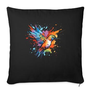 Kolibri Watercolor Hummingbird - Sofakissenbezug 45 x 45 cm - Schwarz - Vorne