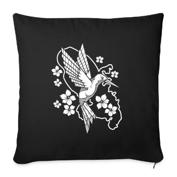 Hummingbird Floral Line Art - Sofa pillowcase 17,3'' x 17,3'' (45 x 45 cm) - black - Front