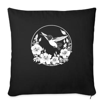 Colibri Floral Line Art - Housse de coussin décorative 45 x 45 cm - noir - Devant
