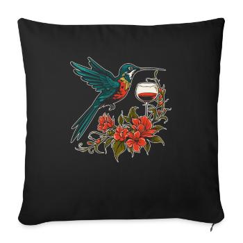 Kolibri Hummingbird Wine Glass - Sofa pillowcase 17,3'' x 17,3'' (45 x 45 cm) - black - Front