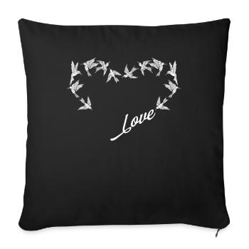 Hummingbird Heart Love Bird - Sofa pillowcase 17,3'' x 17,3'' (45 x 45 cm) - black - Front