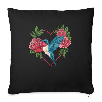 Hummingbird Heart Love Bird - Sofa pillowcase 17,3'' x 17,3'' (45 x 45 cm) - black - Front